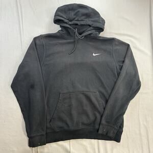 Nike Men's Club Fleece Hoodie Black Size Large Good Distress